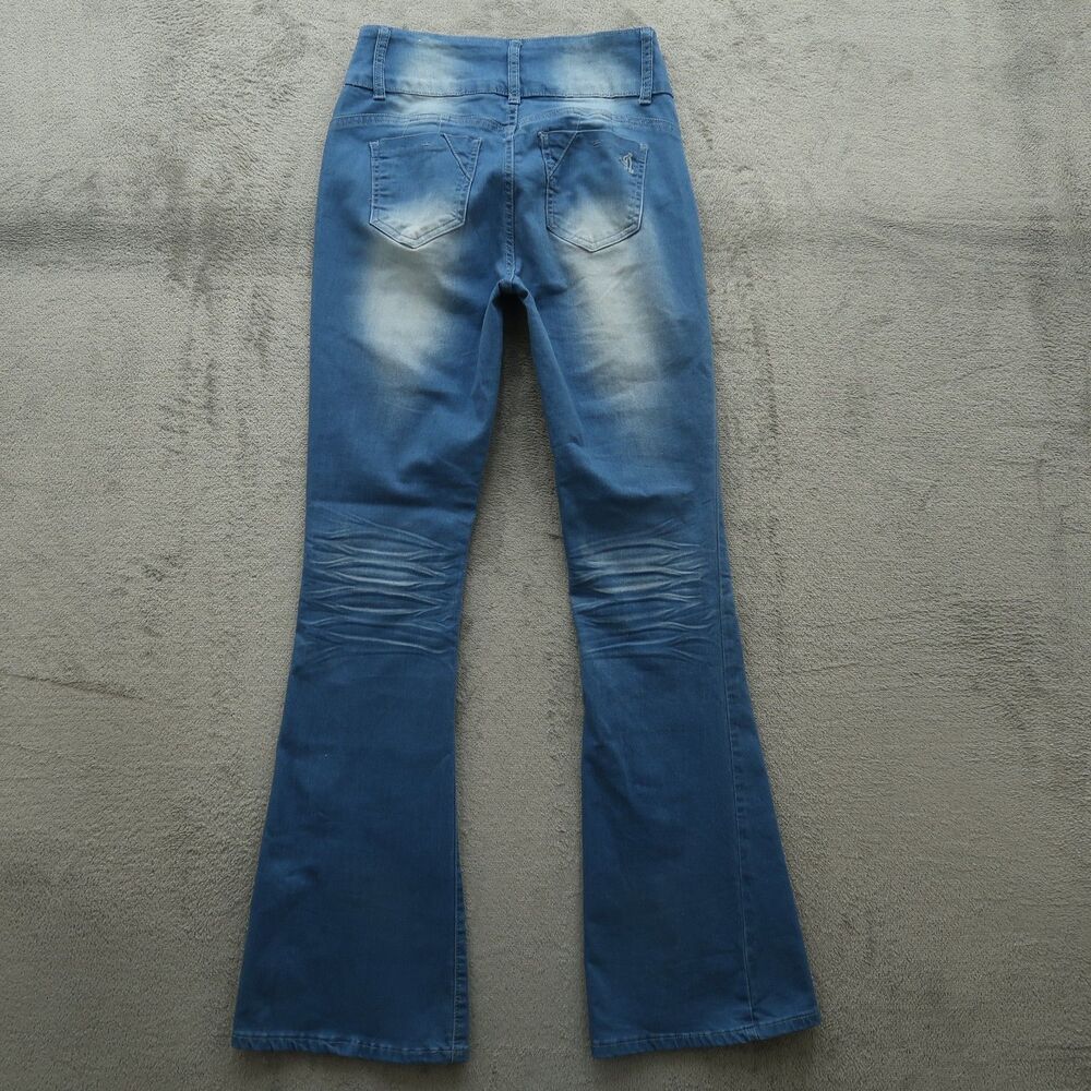 VIP Jeans Women's Size 5/6 Blue High-Rise Flare Denim Pants 32" Inseam Stretch - Picture 9 of 14